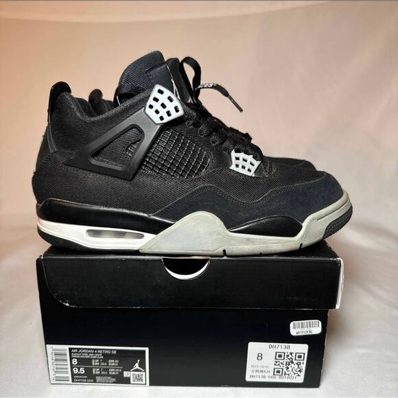 Size 8 - Air Jordan 4 Retro SE Black Canvas Men's Shoes Ships Now - Picture 1 of 11